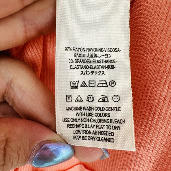 We The Free Grapevine Coral Asymmetric Long Sleeve Ribbed Stretchy Tunic Top M - Picture 12 of 12